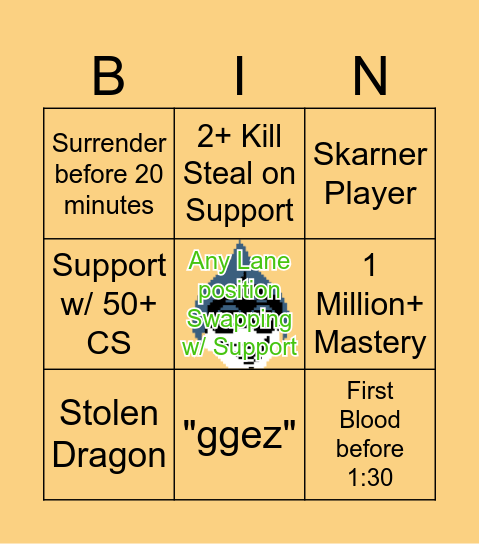 Drinking League of Legends Bingo Card