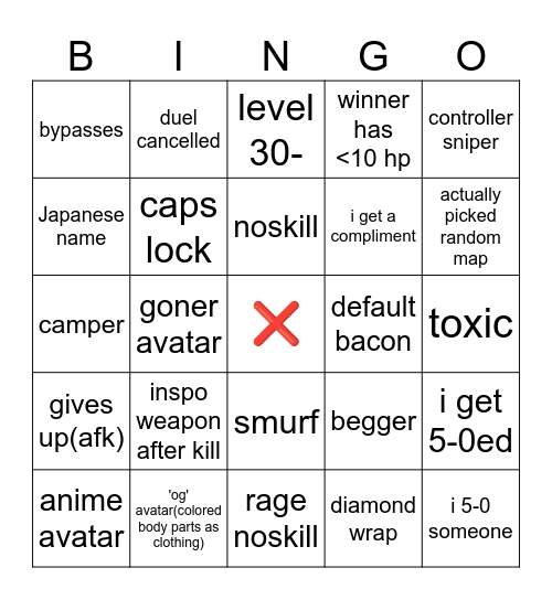 Untitled Bingo Card