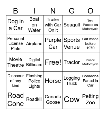 BIG EAST COAST ROAD TRIP BINGO Card