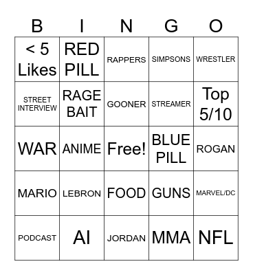FYP BINGO Card