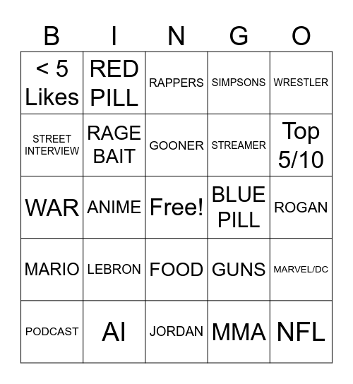 FYP BINGO Card