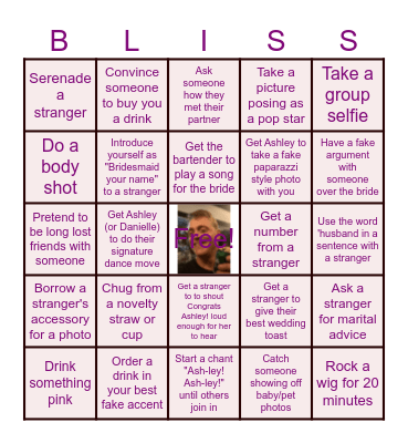 Ash Bash's Bachelorette Bliss Bingo Card