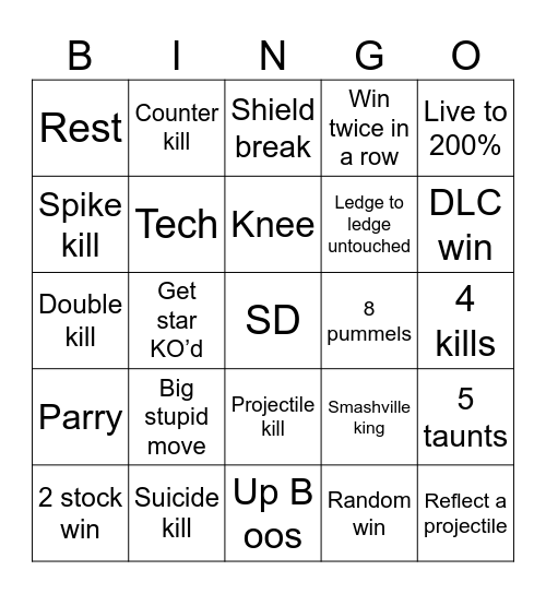 Smash Bingo Card