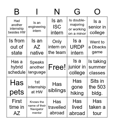 Navigator Kickoff Bingo Card