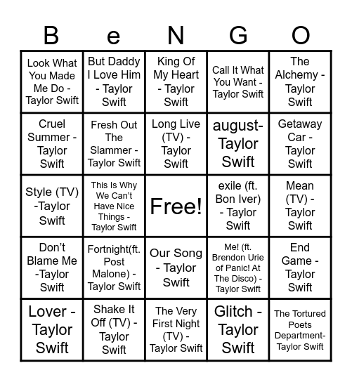 The Lakes Bingo Card