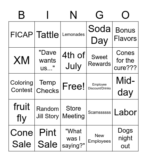 JILL BINGO Card