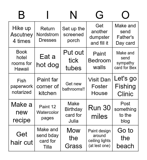 June Bingo Card