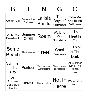 Summer Singo Bingo Card