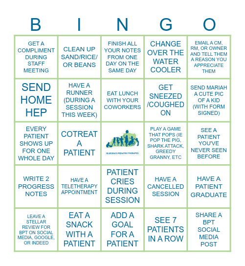 THERAPIST BPT-INGO Bingo Card