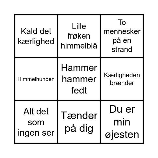 Dansktop Bingo Card