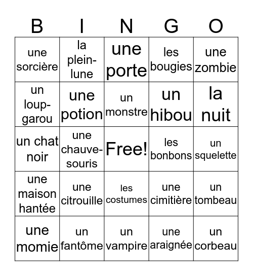 L´halloween Bingo Card