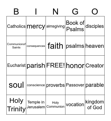 CCD Bingo Card