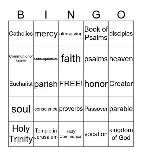 CCD Bingo Card