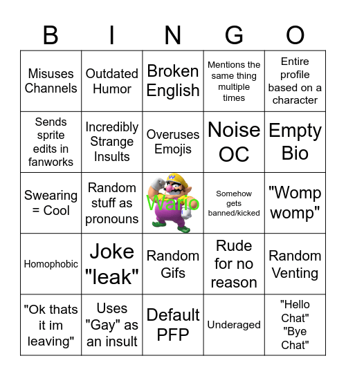 SS Member Bingo Card