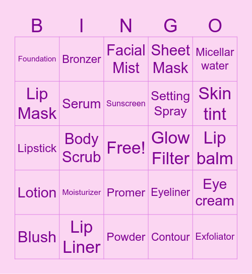 MAKEUP | SKINCARE Bingo Card