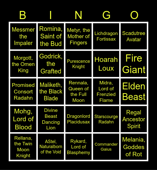 Remembrancne Bosses Bingo Card
