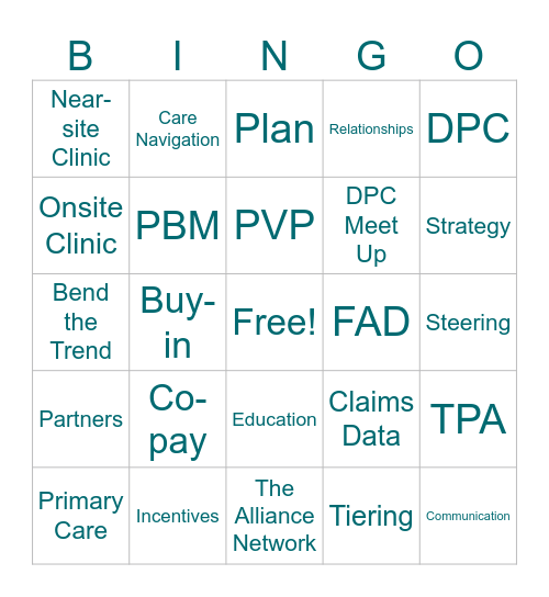 BENEFIT BINGO Card