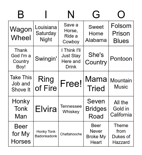 All My Rowdy Friends Bingo Card