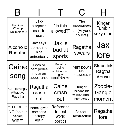 David + Emmy's TADC ep 5 Bingo Board Bingo Card