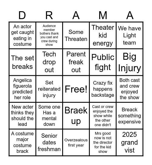 Theato Bingo Card