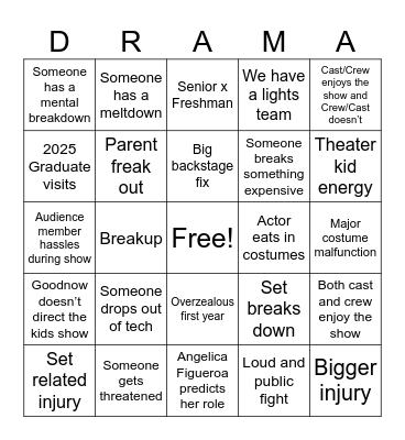 Theater Bingo Card