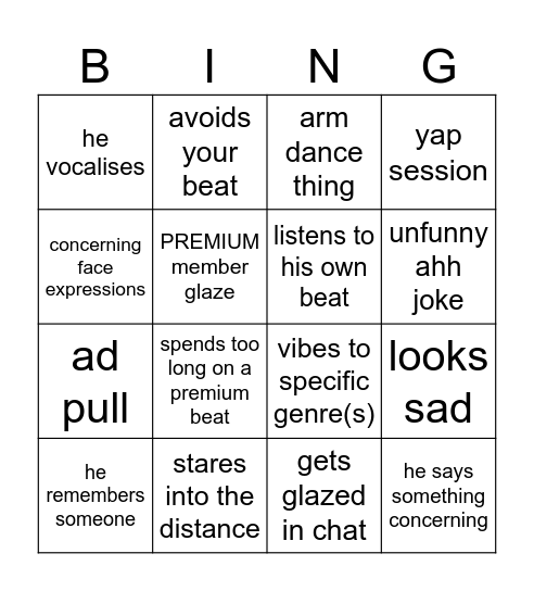 Noize london BINGO Card