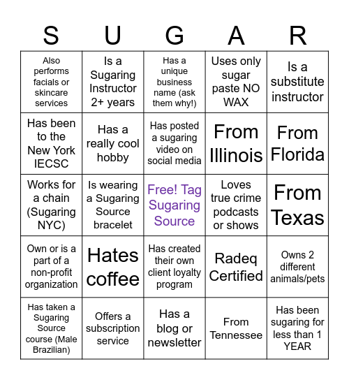 Sweet Connections Bingo Card