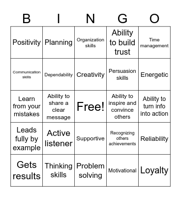 Intentional Leadership Bingo Card