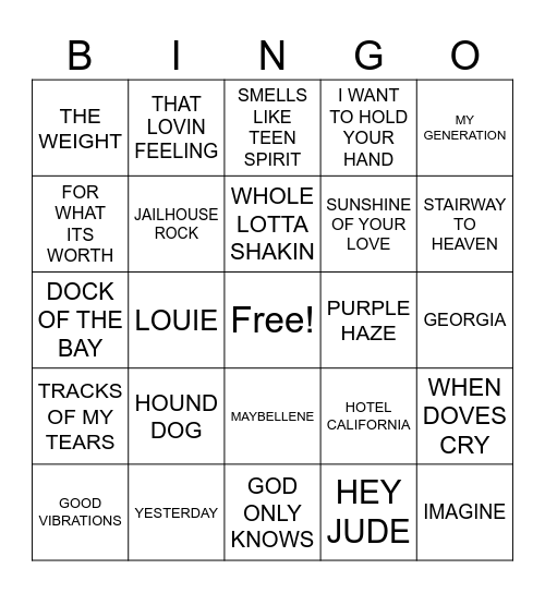 COWBOYS BEST GROOVIN MUSIC Bingo Card