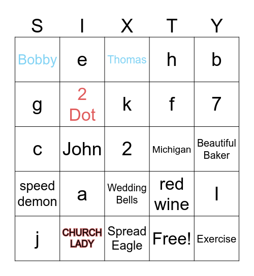 DOT DOT & GINNY AIN'T 20 Bingo Card