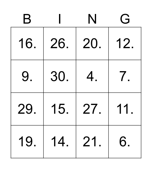 bachelorette party Bingo Card