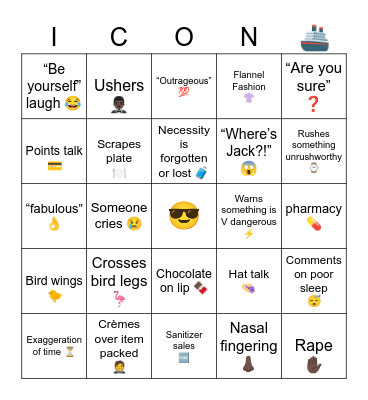 Iconic Family Cruise Bingo Card