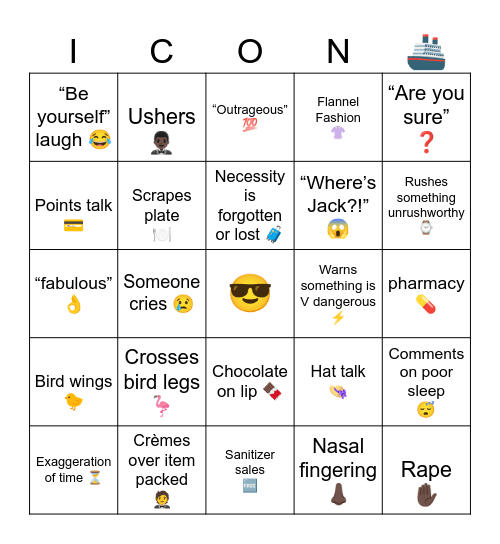 Iconic Family Cruise Bingo Card