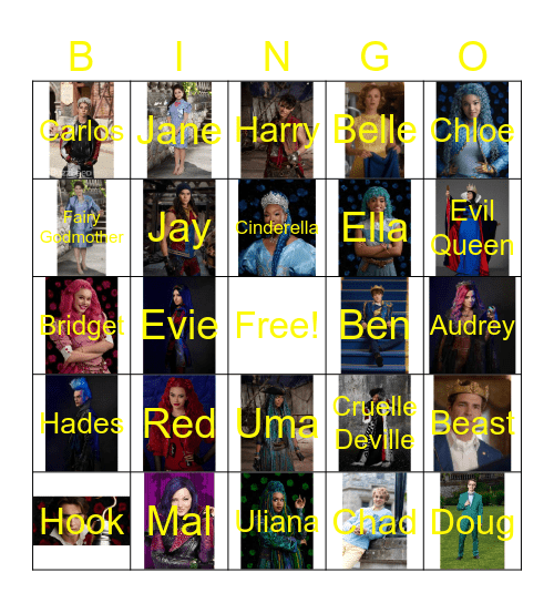 Descendants Bingo Card