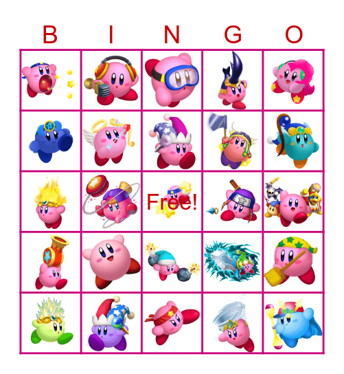 Kirby-Go Bingo! Bingo Card