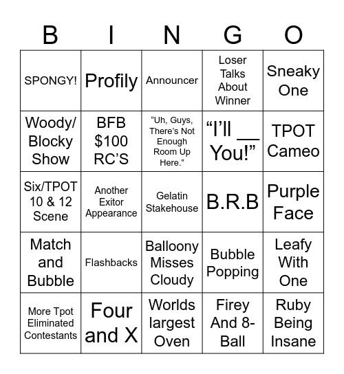 Tpot 18 Bingo! Bingo Card