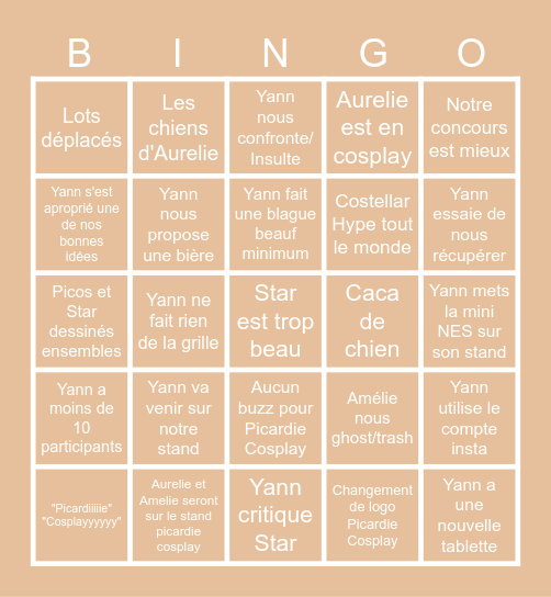 Bingo Premiere Convention Bingo Card