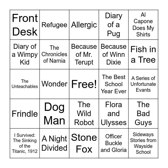 Book BINGO Card