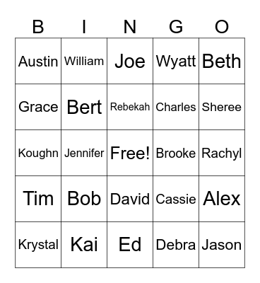 Koughn Family Bingo Card