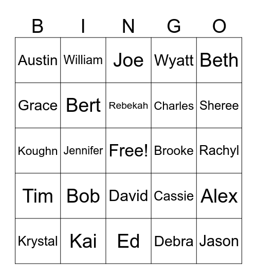 Koughn Family Bingo Card