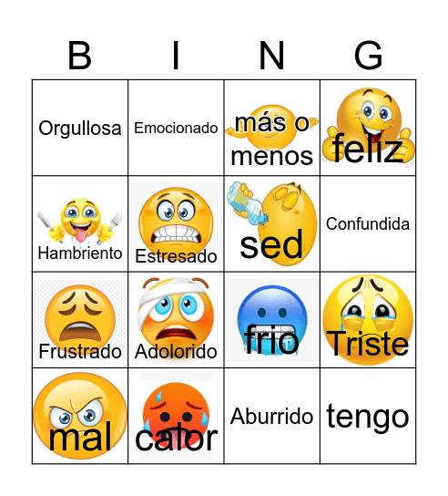 Emociones 1 Bingo Card