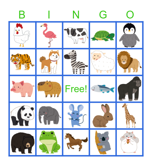 Animal Bingo! Bingo Card