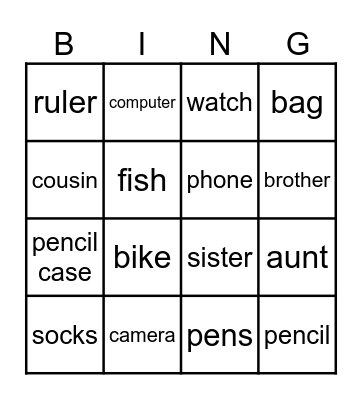 Have you got...? Bingo Card