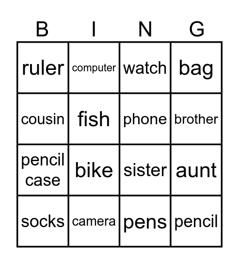 Have you got...? Bingo Card