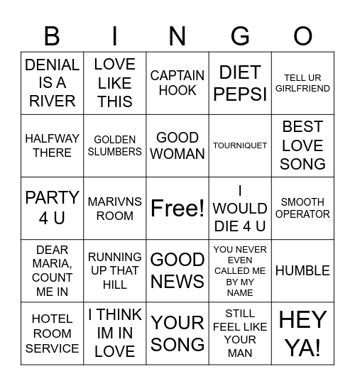 MUSIC BINGO Card