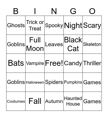 Halloween Bingo Card
