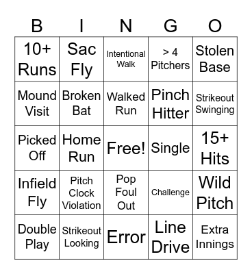 Ball Game Bingo Card