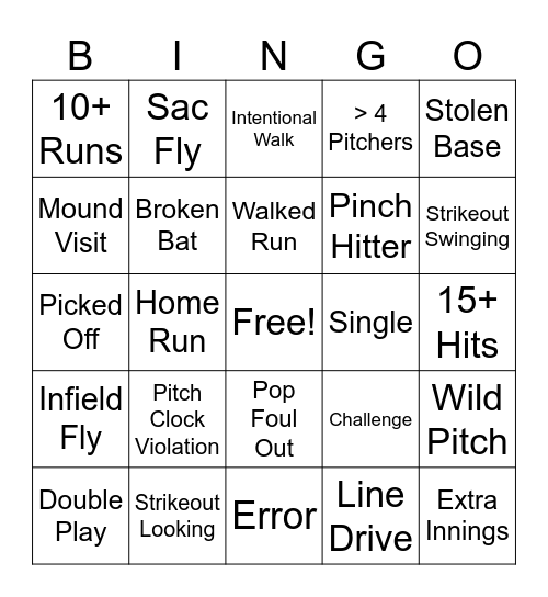 Ball Game Bingo Card