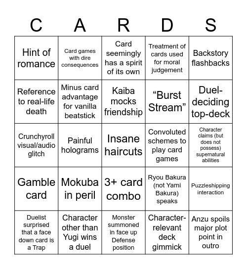 Yu-Gi-Oh Bingo Card