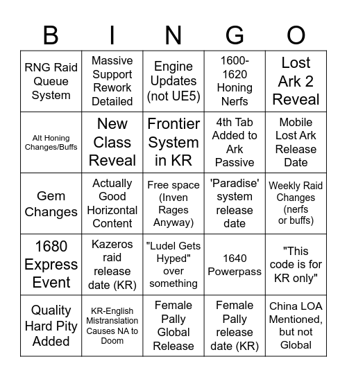 LOA ON 2025 Summer Bingo Card